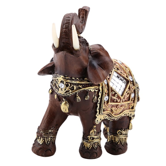 NFTIGB Lucky Feng Shui Wood Grain Elephant Statue Sculpture Wealth Figurine Gift Home Decoration (Large) - 5.5 inches / 14 cm