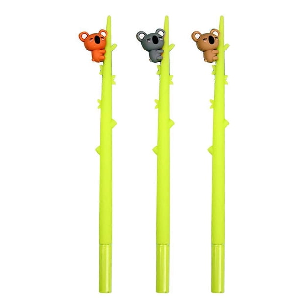 Pack of 3 Pcs 3D Koala Bear Gel Pen Refillable Gel Pen 0.5 mm Refills Party Giveaways Supplies Class Reward for School
