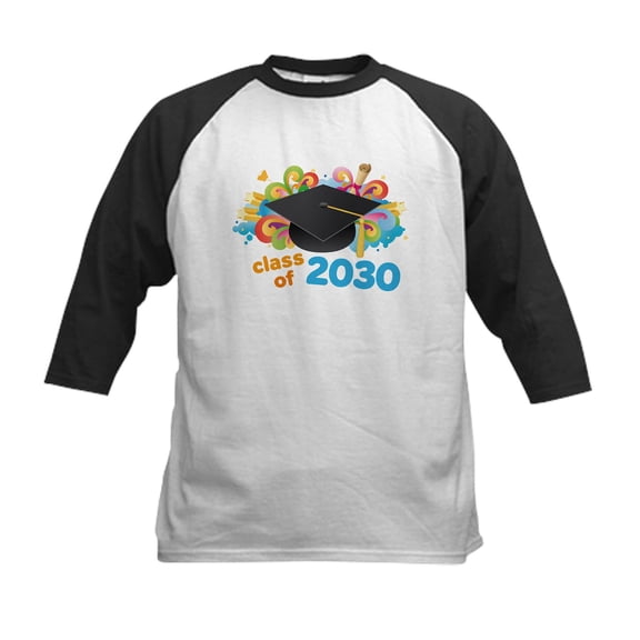 CafePress - Class Of 2030 Graduation Part Kids Baseball Jersey - Kids Cotton Baseball Jersey, 3/4 Sleeve Shirt