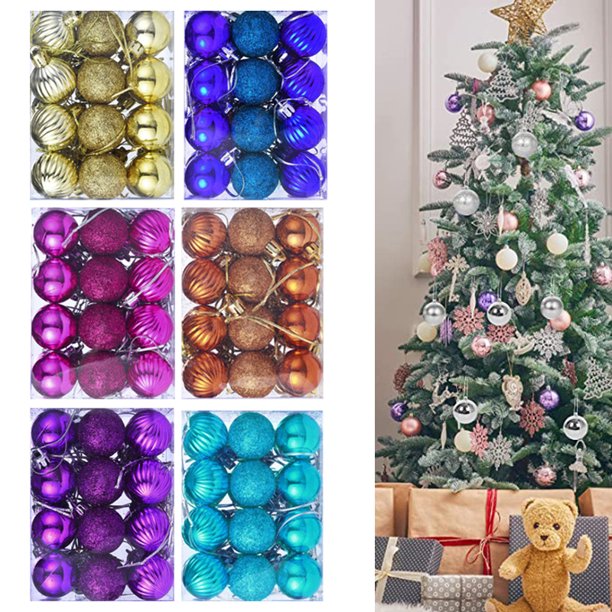 Juego de 24 bolas navideñas de 3 cm para decoración del hogar, adornos colgantes para árbol de Navidad, fiestas de Navidad
