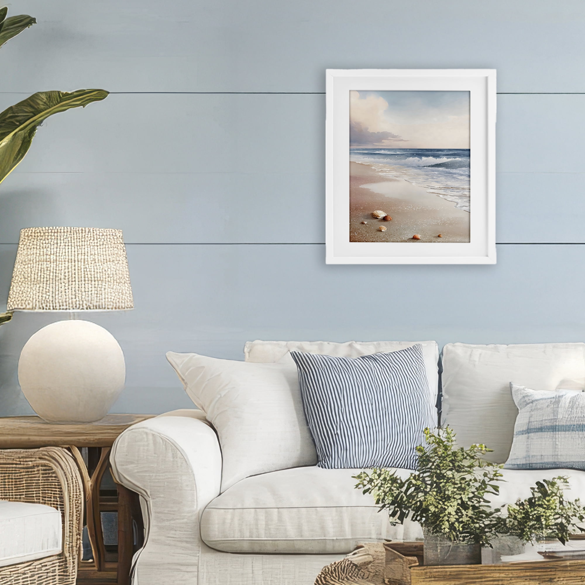 Stupell Industries Washed Up Seashells White Framed Print Under Glass, design by Franklyn Gregory