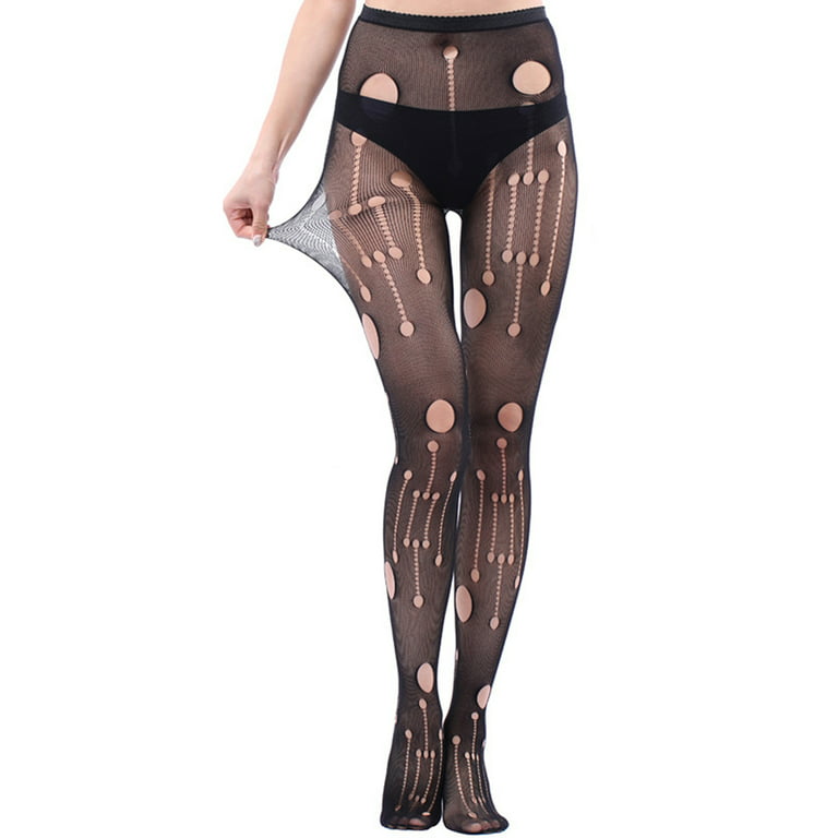 Women's Sexy Hollow Out Pantyhose Skull Heart Stockings High Waist Fishnet  Tights Goth Stockings Warm Fleece Leggings 
