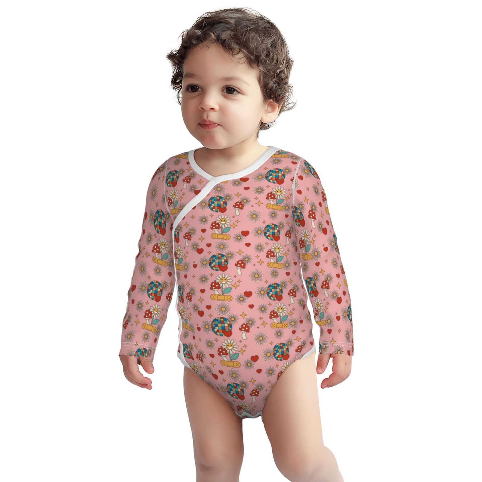 Xecao Retro 70s 60s Hippie Flower Print Baby unisex-baby Cotton Long-sleeve Bodysuits-12 Months