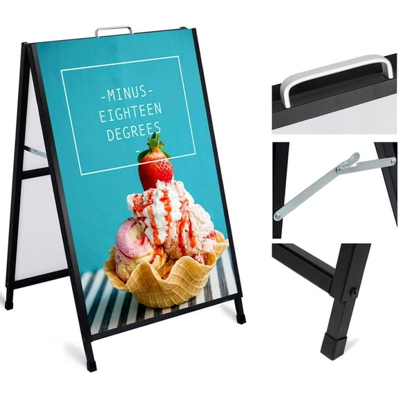 24 x 36 Inch A Frame Sign Sidewalk Signboard Double-Sided Portable Sandwich Board for Outdoor Street Advertising Poster