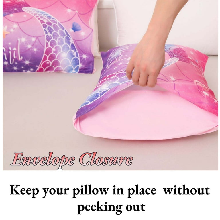 URBONUR 3 Pcs Mermaid Tail Twin Girls Comforter Set Glitter Pink Purple Girl Bedding Sets for Teens Glitter Rainbow Comforter for All Season