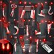 thumbnail image 1 of [Decoración] Pancarta sangrienta de Halloween con cadena de luces rojas de 50 LED, 1 of 7