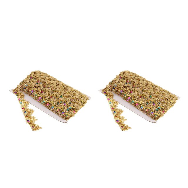 Cateissary x35mm Sequin Lace Edge Trims Ribbon DIY Sewing Fabric oro 13m 2Conjunto