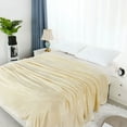 thumbnail image 2 of PiccoCasa Flannel Fleece Blanket Soft Warm Wide Hemmed Beige King, 2 of 10