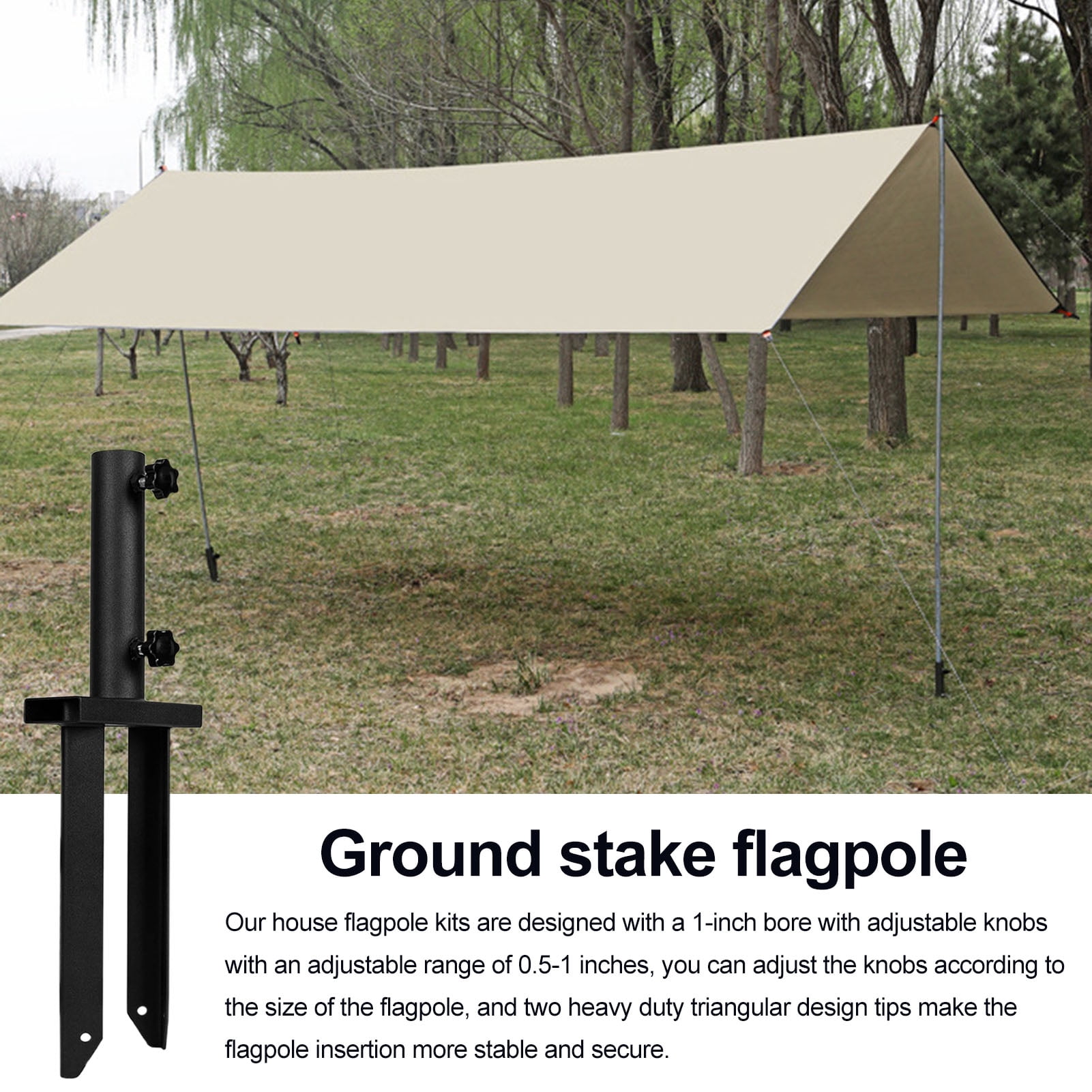 Heavy-Duty Flag Pole Holder Ground Stake Metal Flag Spike for Ground Adjustable Feather Flag Base Universal Light Stakes Rust-Resistant Outdoor Stand for Flags