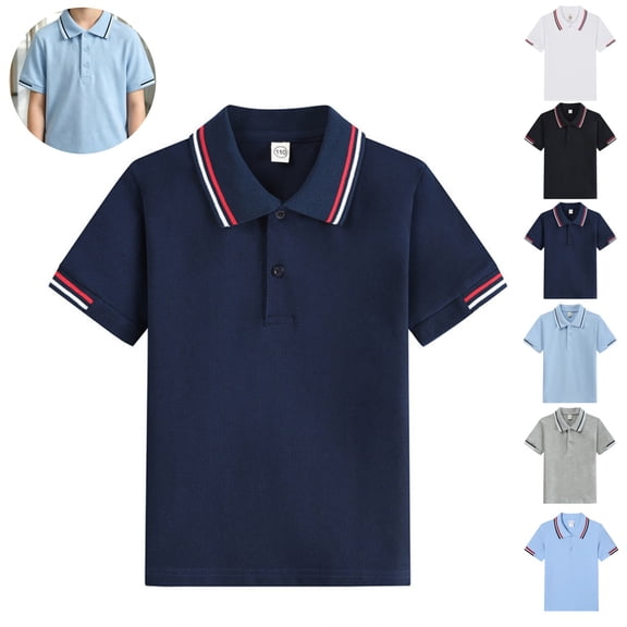 Mfakffe Toddler Boys Girls Polo Shirt Back To School Golf School Uniform Summer Short Sleeve T Shirts Casual Lapel Collar Tshirt