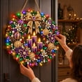 thumbnail image 4 of Christmas Diamond Painting Wreaths For Front Door Hanging Ornament Light Up Pearl Diamond Art Kits For Adults Christmas Decorations For Window Wall Decor(9.84"), 4 of 4