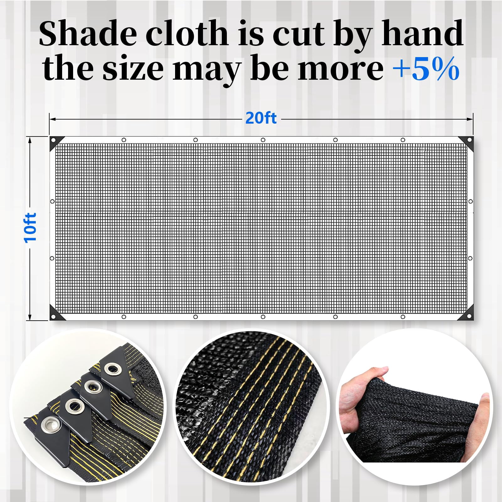 70% Black Shade Cloth for Garden, 6.5x10FT Resistant Garden Sun Shade Net, Durable Mesh Shade Tarp with Reinforced Grommets for Greenhouse, Plant, Chicken Coop, Pergola,Canopy (6.5ft*10ft)