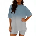 thumbnail image 4 of Eres Más Que una Camisa de Puntuación de Prueba Blusa de Manga Corta de Cuello Redondo de las Mujeres con Pantalones de Cintura Elásticos, Set Deportivo Casual de 2 Piezas, 4 of 6