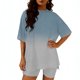 thumbnail image 3 of Eres Más Que una Camisa de Puntuación de Prueba Blusa de Manga Corta de Cuello Redondo de las Mujeres con Pantalones de Cintura Elásticos, Set Deportivo Casual de 2 Piezas, 3 of 6
