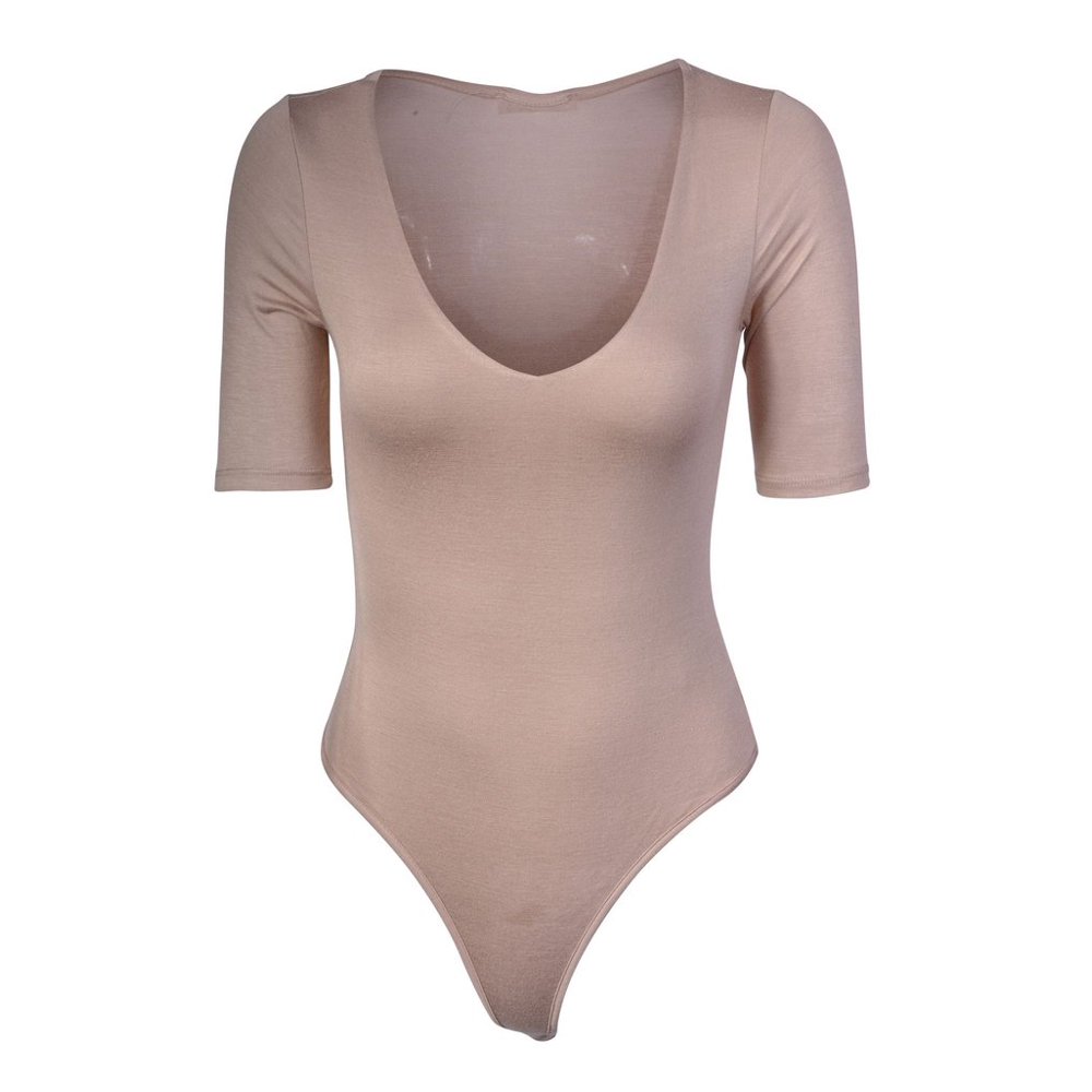 TheLovely women 3/4 sleeve tight stretch bodysuit with snap button