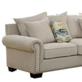 thumbnail image 2 of Nailhead Trim Fabric Upholstered Sectional Sofa with Rolled Armrests Beige, 2 of 5