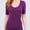 PURPLE, variant on Women Basic Casual V-Neck Elbow Sleeve Stretchy Jersey T-Shirts Top