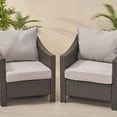 thumbnail image 2 of GDF Studio Vincent Outdoor Water Resistant Fabric Club Chair Cushions with Piping, Set of 2, Silver Gray, 2 of 9