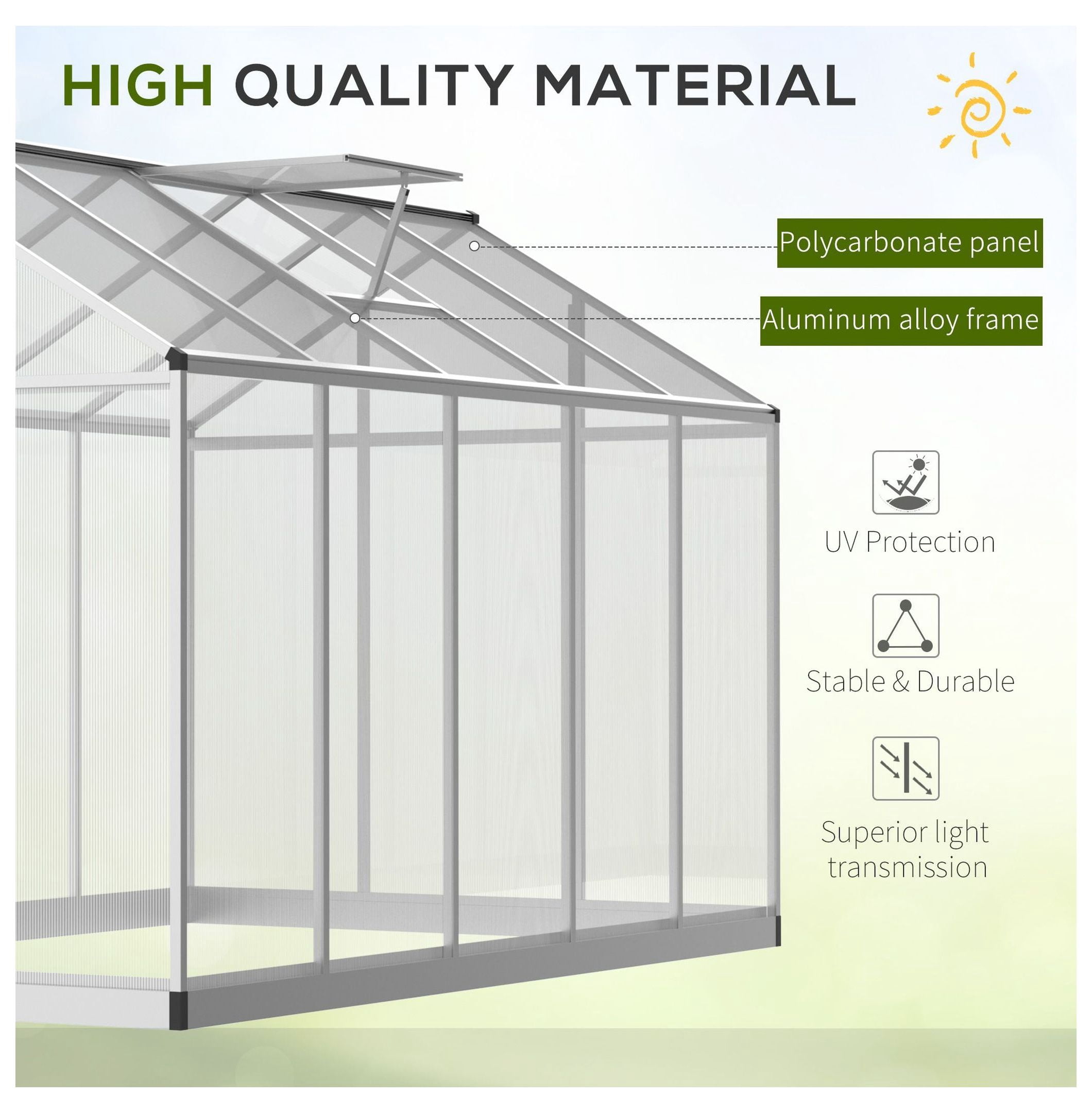 Walk-In Greenhouse - 10'x6' Polycarbonate Greenhouse for Winter - Plant Protector for Vegetables, Flowers, Herbs - UV Protection & Ventilation