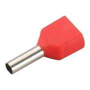 Baomain AWG 18/1.0mm Wire Copper Crimp Connector Twin Insulated Ferrule Pin Cord End Terminal TE1008 Red Pack of 100