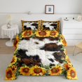 thumbnail image 2 of Manfei Rustic Flowers Sunflower Bedding Comforter Set,Farmhouse Cowhide Twin Comforter Sets,Orange Brown White Bedding Set For Boys Kids,Breathable Home Decor,2-Piece, 2 of 8