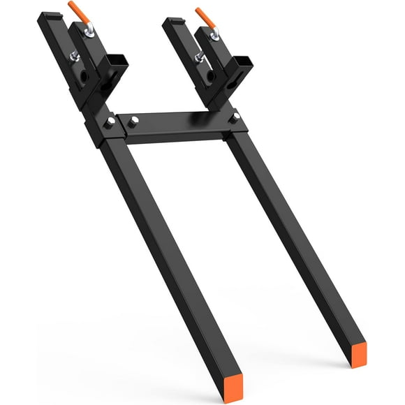 2000 LBS 60" Heavy Duty Clamp on Pallet Forks with [Adjustable Stabilizer Bar] for Tractor Bucket Loader Skid Steer