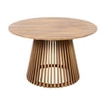 thumbnail image 3 of Christopher Knight Home 47" Round Outdoor Dining Table, Wood Patio Table with Slatted Pedestal Base, Light Teak, 3 of 8