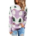 thumbnail image 1 of Chandail de Noël pour Femmes, Chandail en Molleton Chaud et Moelleux, Col Rond, Cardigan de Mode, Mignon, Imprimé Graphique, Tricoté, Doux, Fermeture Mi-Longue, 1 of 5
