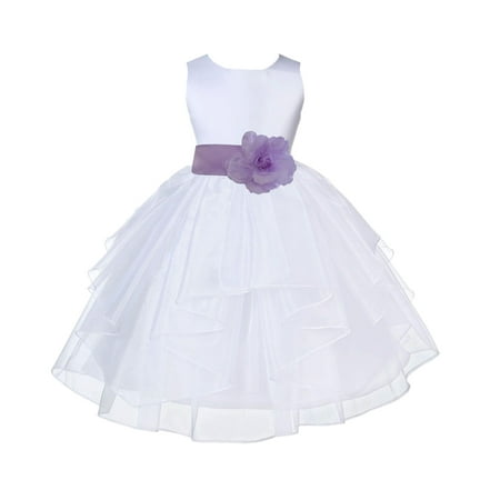 

Ekidsbridal White Lilac Shimmering Organza Flower Girl Dresses for Toddlers Wedding Beauty Pageant Communion Baptism Gown 4613S 4
