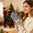 thumbnail image 4 of Qiweii Women's Touchscreen Knitted Winter Gloves, Cute Bow Detail, Warm Yarn Gloves for Cycling Outdoor, 4 of 7