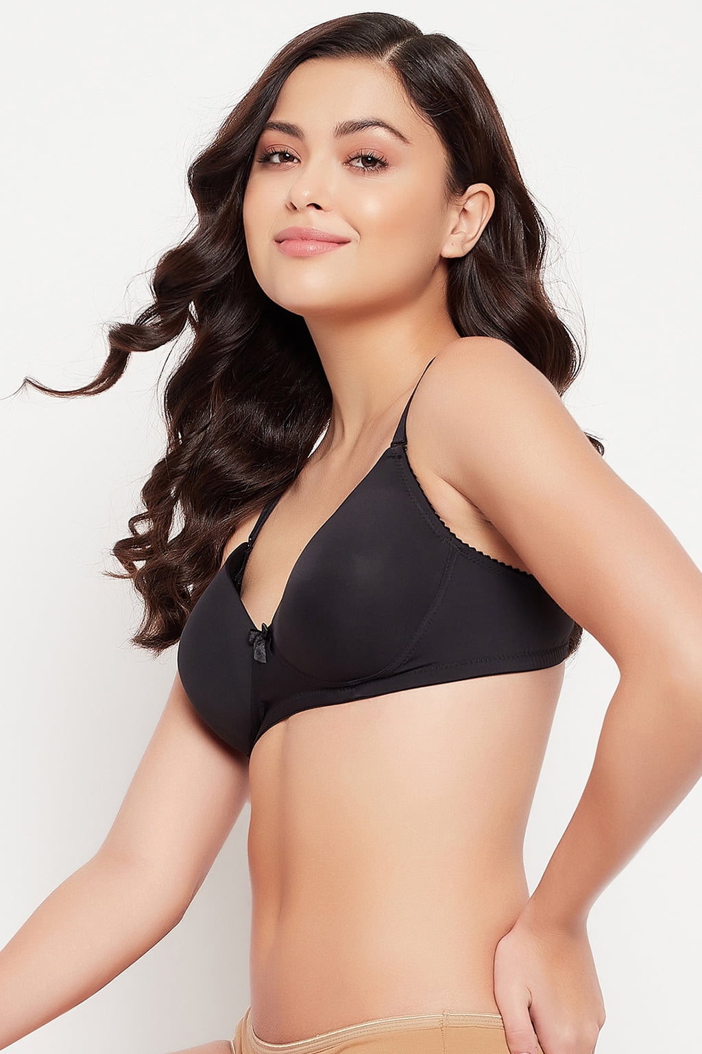 Clovia Padded Non-Wired Demi Cup Multiway T-shirt Bra in Black