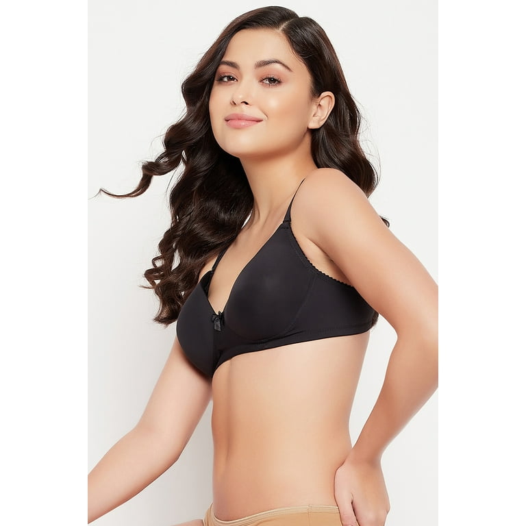 Clovia Padded Non-Wired Demi Cup Multiway T-shirt Bra in Black