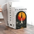 thumbnail image 6 of Susaid Retro Space Rocket Launch Print Wooden Bookends Decorative Book Ends for Shelves Heavy Books Holder Organizer Non-Slip Desk Book End for Kids Room Office School 1 Pairs, 6 of 8