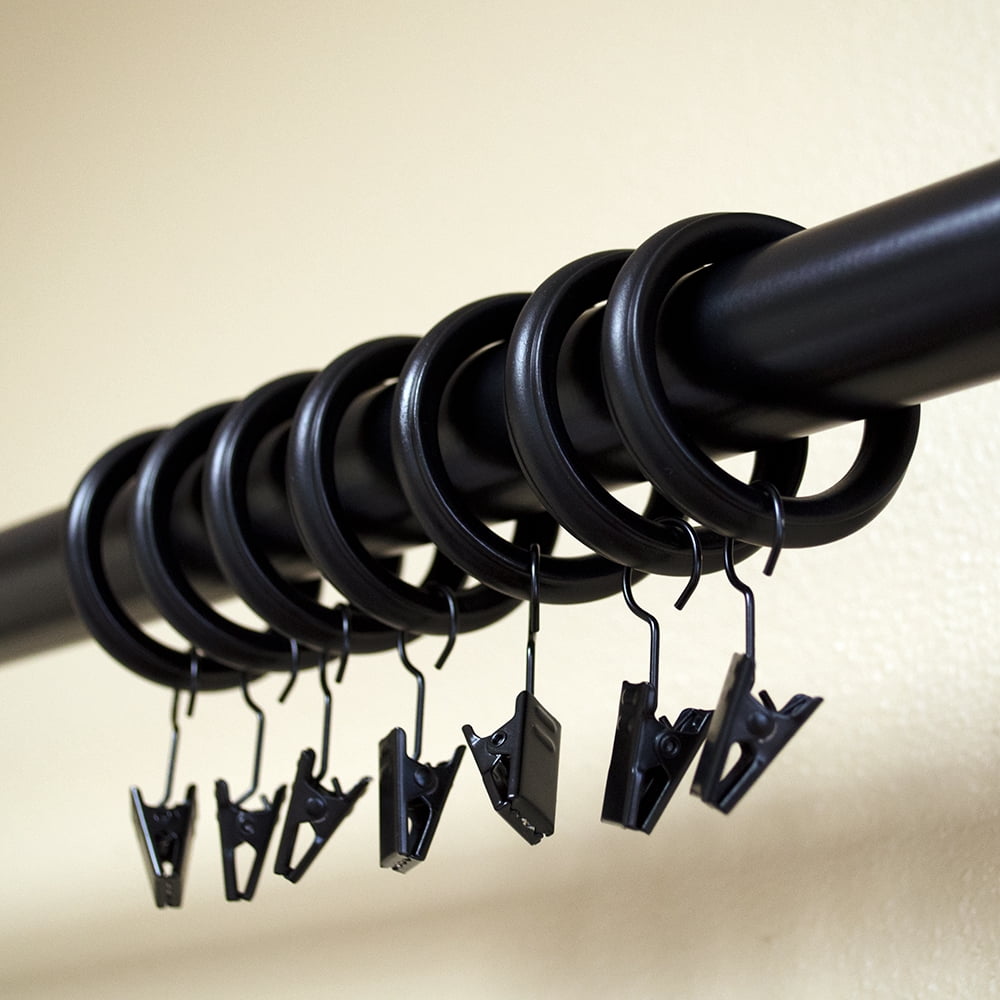 Lumino 1" Black Curtain Clip Rings (7 pack)