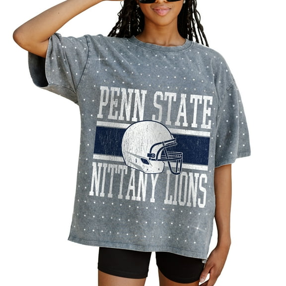 Women's Gameday Couture Gray Penn State Nittany Lions On the Ball Oversized T-Shirt