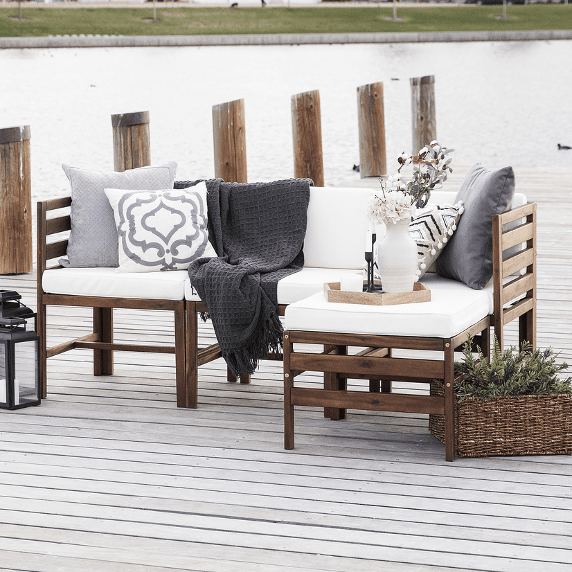 Manor Park Modern Boho 4 Piece Patio Outdoor Sofa Set, Dark Brown