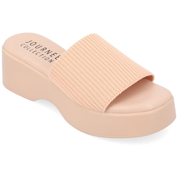 Journee Womens Emani Platform Slip On Sandals