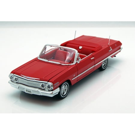 1963 Chevy Impala Convertible, Red - Welly 22434 - 1/24 scale Diecast Model Toy (Best Rwd Drift Cars)