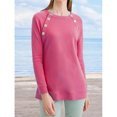 thumbnail image 4 of Manga Larga Sudadera con Capucha para Mujer Cuello Redondo Color Puro Top para Mujer con Botones de Metal para Vacaciones Viajes Compras Escuela Oficina Rosa Rojo XL, 4 of 6