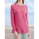 thumbnail image 4 of Manga Larga Sudadera con Capucha para Mujer Cuello Redondo Color Puro Top para Mujer con Botones de Metal para Vacaciones Viajes Compras Escuela Oficina Rosa Rojo S, 4 of 6