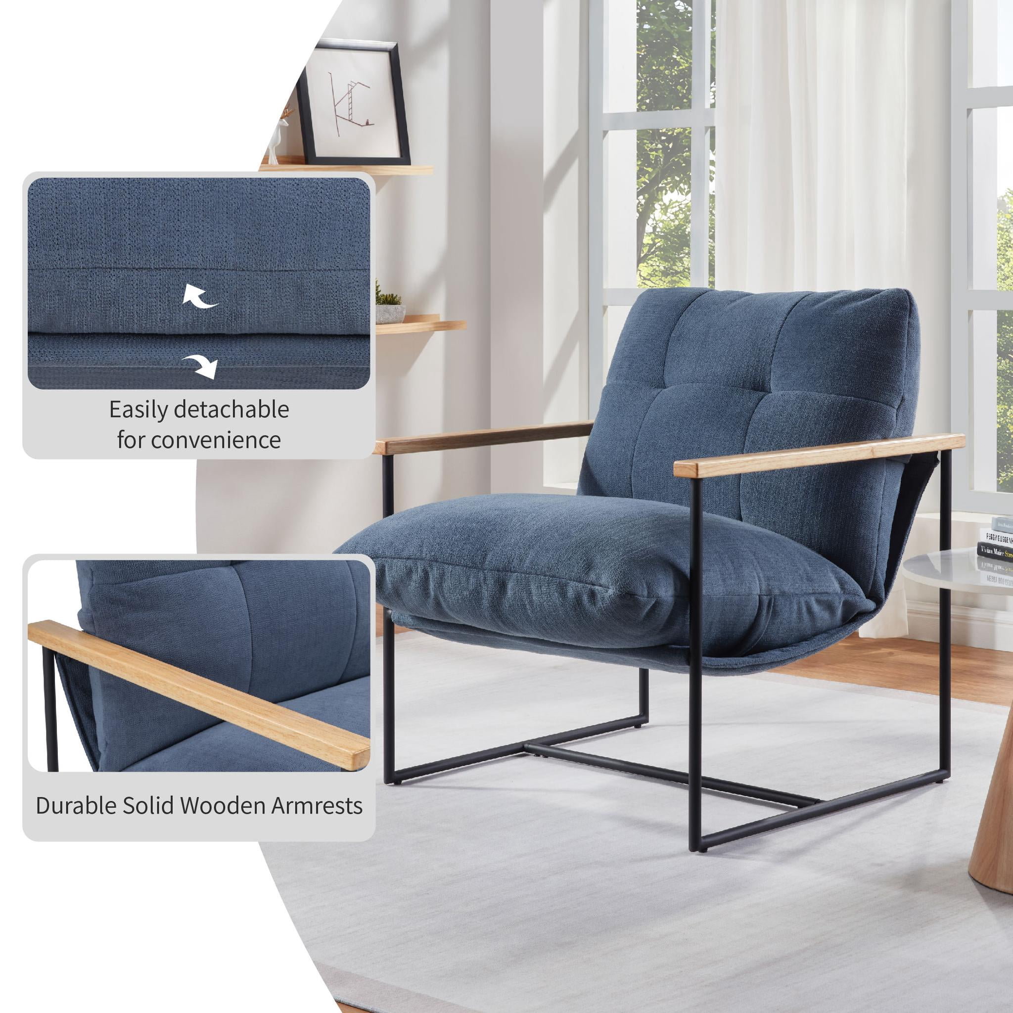 Howcool Sling Accent Chair, Comfy Vanity Chair with Removable Cushion and Storage Bag for Living Room, Bedroom, Office