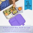 thumbnail image 3 of Bentgo Kids Stainless Steel Leak-Resistant Lunch Box - 3-Compartments with Bonus Silicone Container, Durable, Eco-Friendly, Dishwasher Safe, BPA-Free, Ideal for School, Ages 3+ (Purple), 3 of 9