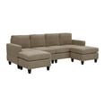 thumbnail image 3 of Hommoo Corduroy U shape Modular 4-Seat Sectional Sofa with Movable Ottoman, Living Room Furniture Set for Home, Camel, 3 of 9
