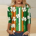 thumbnail image 2 of Women's Tops, Tees & Blouses Petite,Funny St Patricks Day Shirt Women 2026 Tie Dye Irish Shamrock Tees Clover Graphic 3/4 Sleeve Paddys Tops, 2 of 5