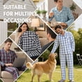 thumbnail image 6 of Vulcanodon Mens Pajama Set 100% Cotton, Long Sleeve Button Down PJ Set for Men Plaid Men's Sleepwear(Royal Blue-Plaid, M), 6 of 7
