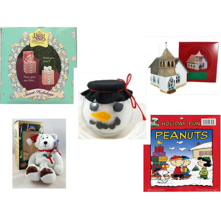 Christmas Fun Gift Bundle [5 Piece] - 1994 Precious Moments Pop up  Ornament - The Sarah Plain And Tall Collection The Country Church Hallmark 1994 - Anchor Hocking Glass Snowman Head Bowl - (Sarah Palin Best Moments)