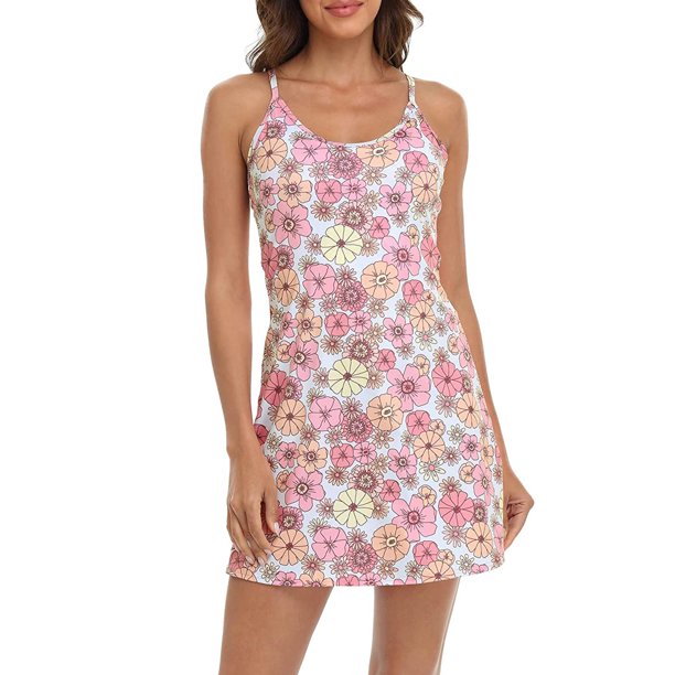 HDE Womens Exercise Workout Dress with Builtin Shorts Sleeveless