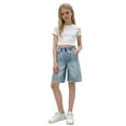 thumbnail image 5 of EnJoCho Kids Knee Length Jean Shorts Girls Trendy Y2𝖪 Baggy Wide Leg Bermud𝖺 Denim Short Bow Vintag𝖾 Retro Jeans Jorts with Pockets Baggy Shorts For Girls, 5 of 8