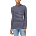 thumbnail image 2 of Camiseta gráfica con cuello alto a rayas Tommy Hilfiger para mujer azul extragrande, 2 of 2