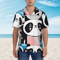 thumbnail image 2 of Disketp Hawaiian Shirts For Men,Panda Cute Pink Hearts Print Mens Casual Short Sleeve Button Down Shirts Beach Shirt, 2 of 7